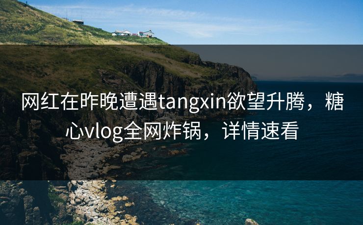 网红在昨晚遭遇tangxin欲望升腾，糖心vlog全网炸锅，详情速看