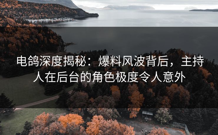 电鸽深度揭秘:爆料风波背后,主持人在后台的角色极度令人意外 电鸽深度揭秘:爆料风波背后,主持人在后台的角色极度令人意外
