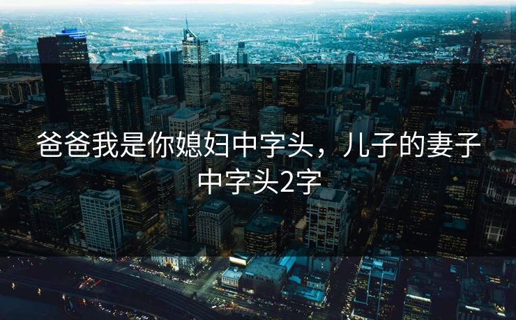 爸爸我是你媳妇中字头，儿子的妻子中字头2字