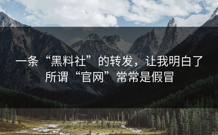 一条“黑料社”的转发，让我明白了所谓“官网”常常是假冒